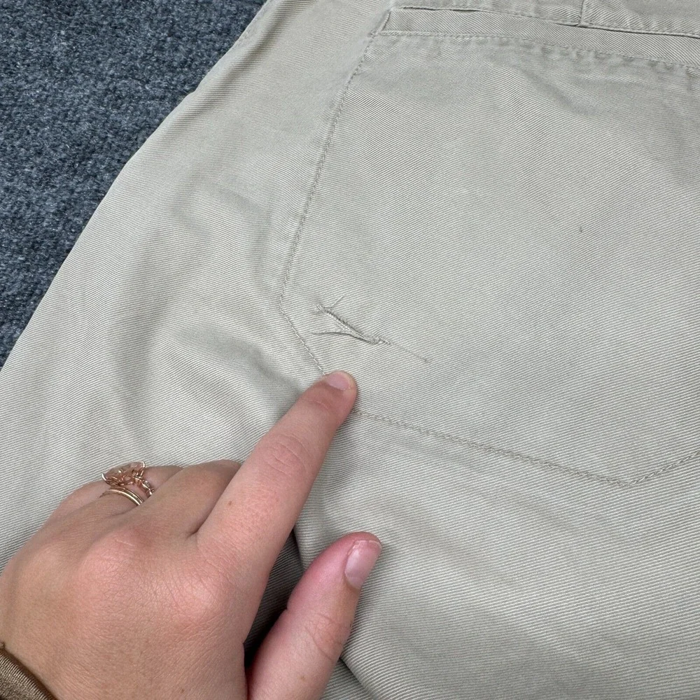 Grown‎ & Sewn Pants Mens 35 x 33 Beige Button Fly Chino Cotton